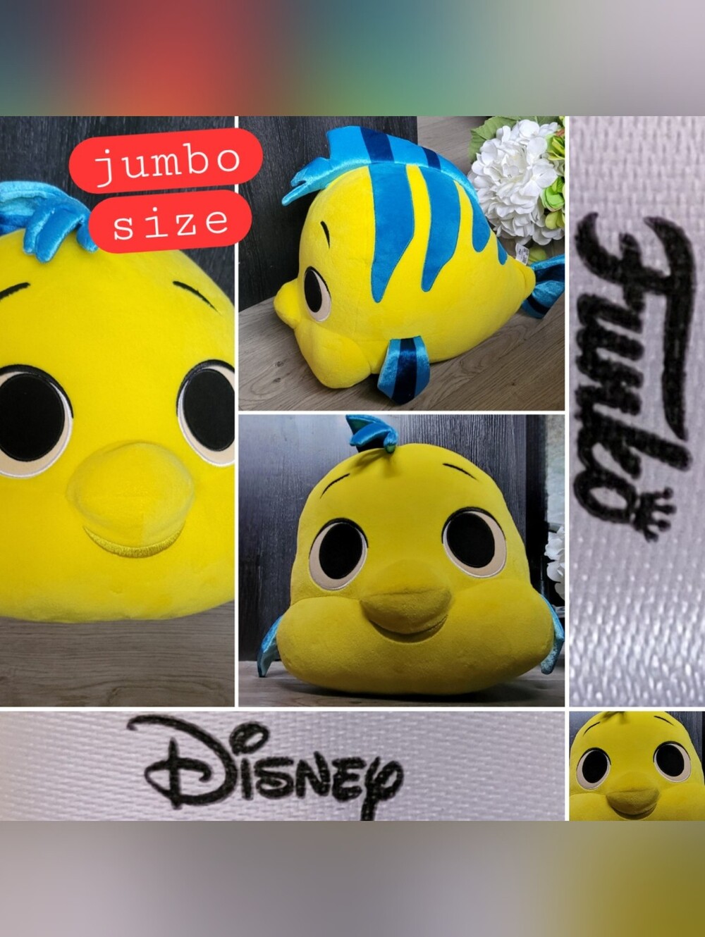 Funko Disney Jumbo Flounder The Little Mermaid Plush Hot Topic Exclusive, 12x16